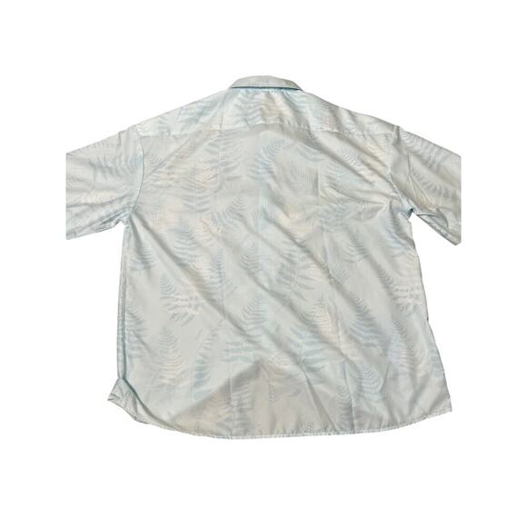 Men's Camp shirt lightweight Dr. Pepper white/light blue tropical leaf print LG - Picture 6 of 6